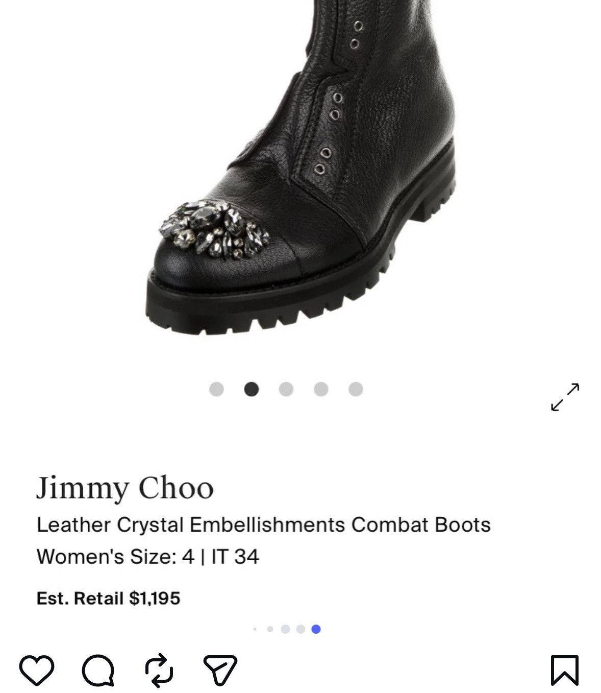 Jimmy Choo Jimmy Choo Embellisshments Combat Boots Size US 7.5 / IT 37.5 - 10 Thumbnail