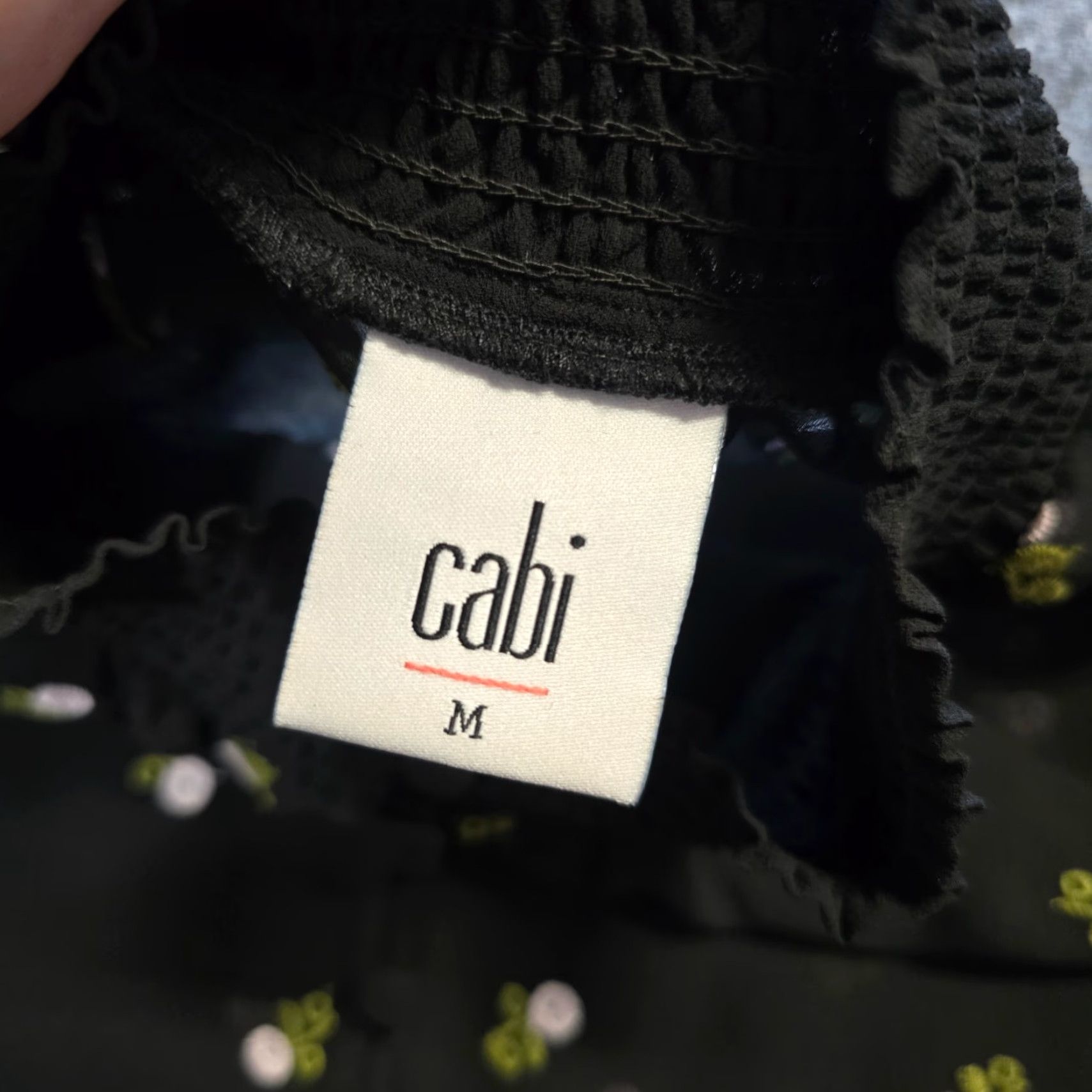 Vintage CAbi Top Womens Medium Black Floral High Neck Sheer Long Sleeve Casual Blouse Size M / US 6-8 / IT 42-44 - 4 Thumbnail