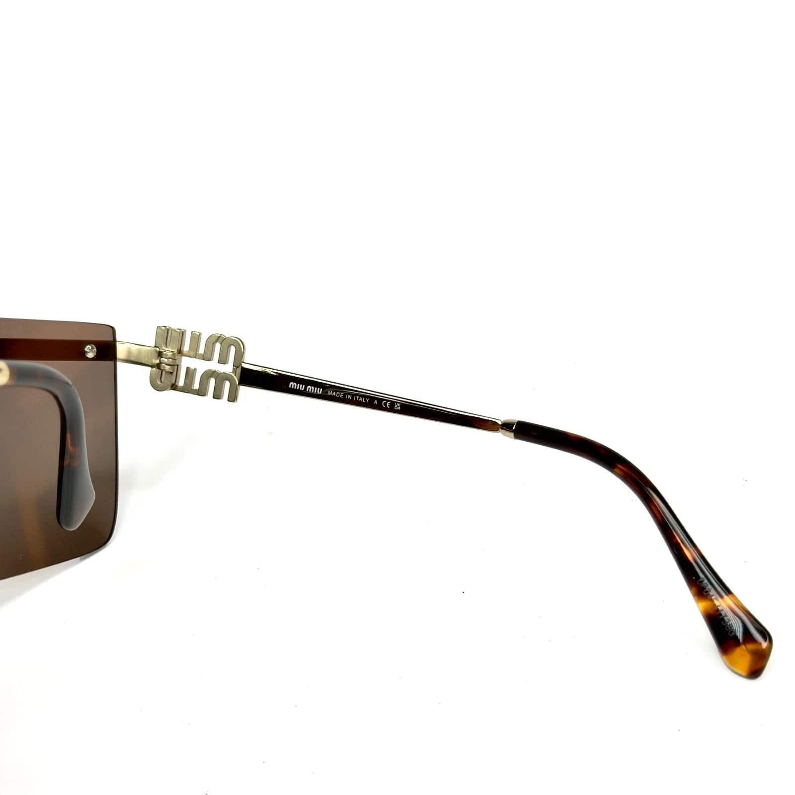 Miu Miu MIU MIU MU50ZS GLIPMSE LOGO 50Z Gold Brown Logo Mask Luxury Size ONE SIZE - 3 Thumbnail