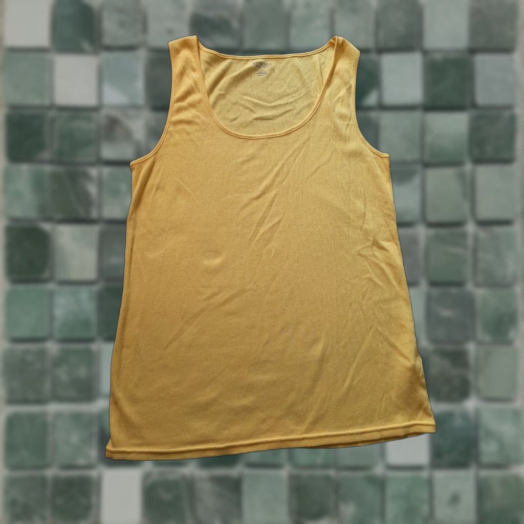 Vintage Sonoma Shirt Top Women XL Yellow Sleeveless Dragonfly Tank Pullover Casual Basic Dragonfly Pattern, Light stain sale Size XL / US 12-14 / IT 48-50 - 1 Thumbnail
