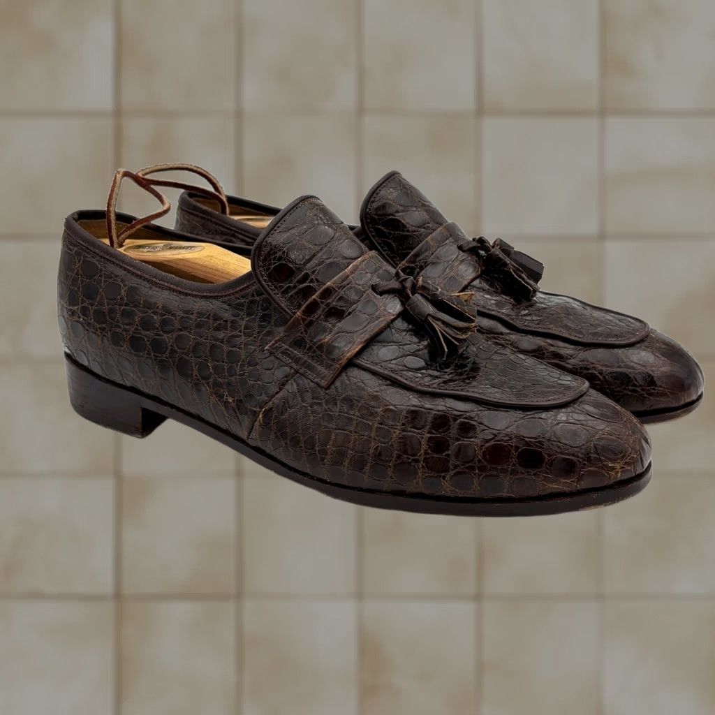 Vintage VINTAGE Mayer Loafers Men's 8D Crocodile Tassel Brown Size US 8 / EU 41 - 1 Thumbnail