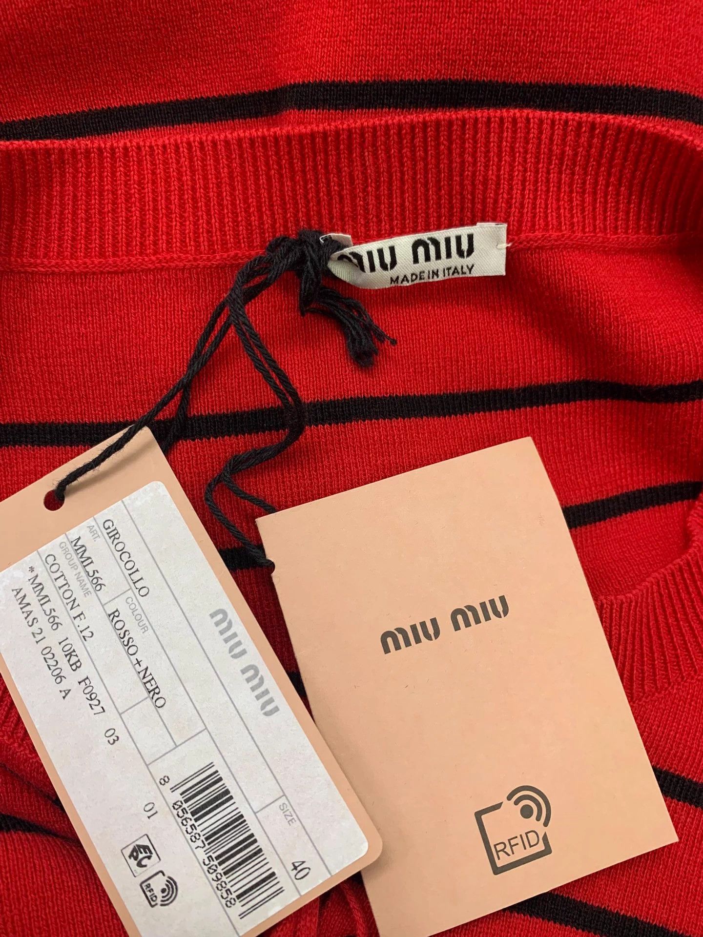 Miu Miu Miu Miu Red Stripe Tie Knit Short Sleeve 40 Size S / US 4 / IT 40 - 4 Thumbnail