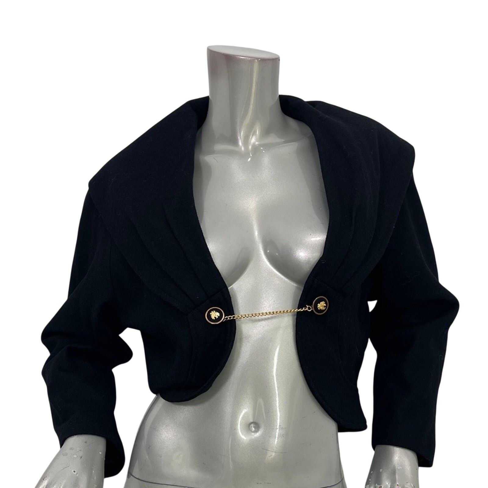 Issey Miyake iSSEY Miyake Vintage Black Cropped Jacket Gold Chain Detail Size ONE SIZE - 1 Thumbnail