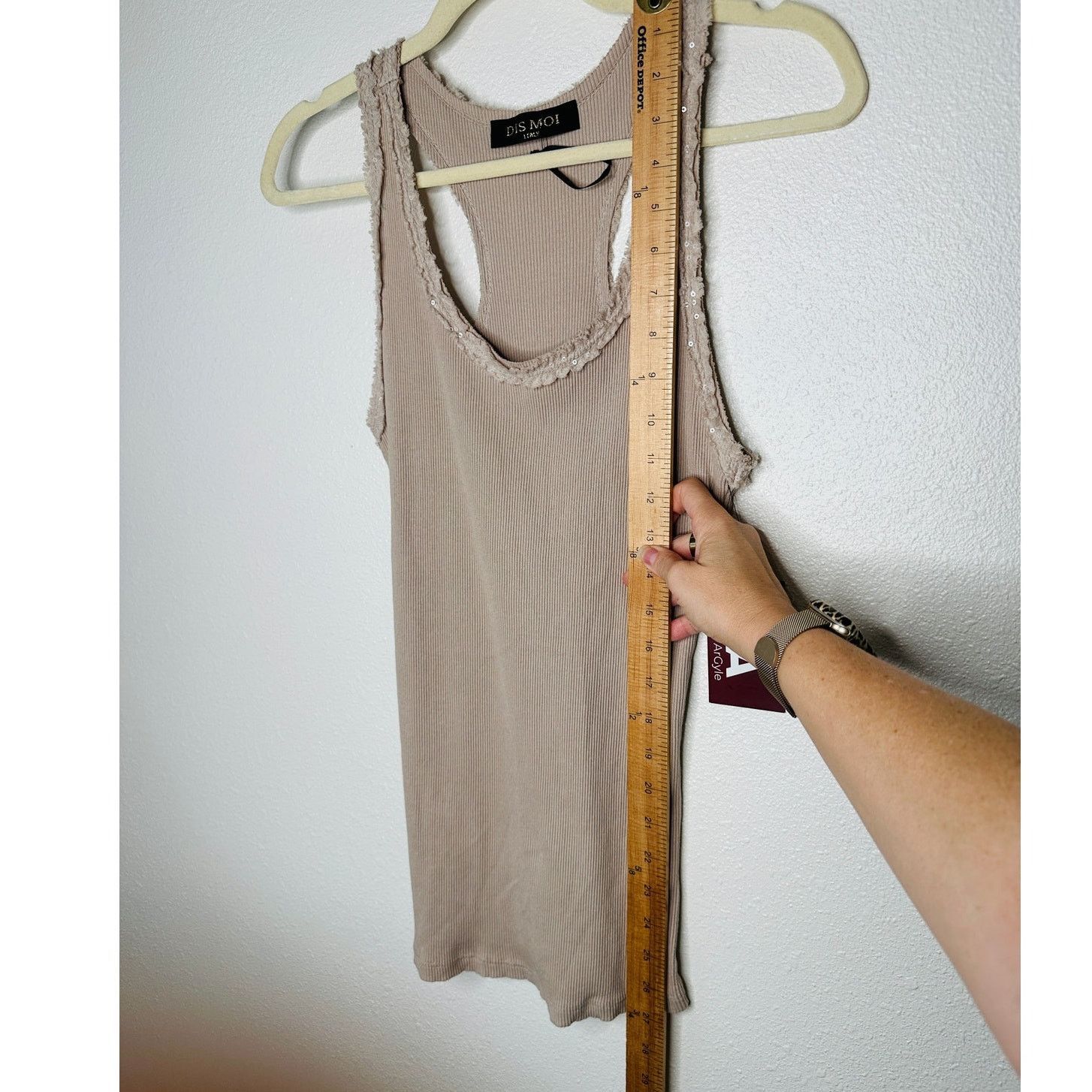 Other NWT Dis Moi Tan Rib Knit Racer Back Lace Edging Tank Top Size S / US 4 / IT 40 - 8 Thumbnail