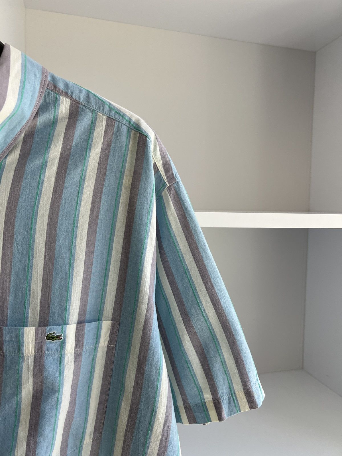 Lacoste × Vintage Vintage Lacoste Stripped Short sleeve Shirt Size US XL / EU 56 / 4 - 7 Thumbnail
