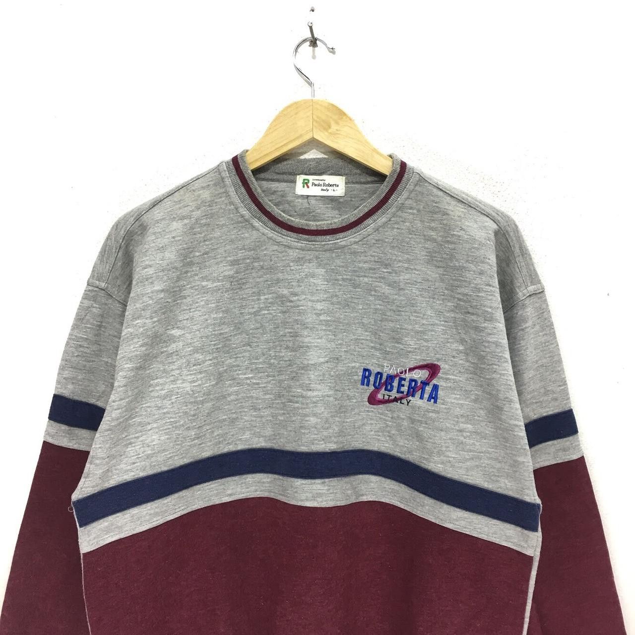 Vintage Vintage PAOLO ROBERTA ITALY Rayon Striped Crewneck Size L / US 10 / IT 46 - 2 Thumbnail