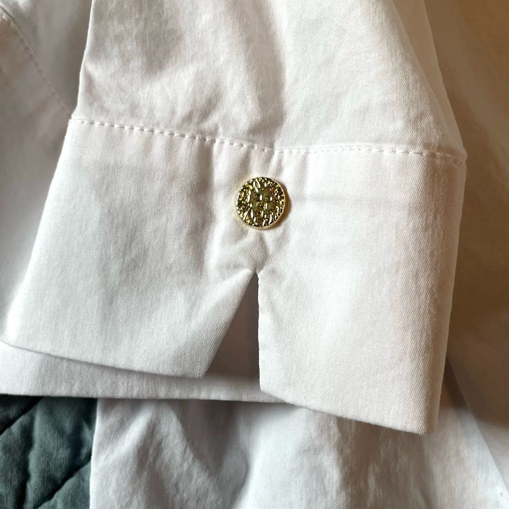 Anne Klein VINTAGE ANNE KLEIN Women's XL White Cotton Off Shoulder Top Buttons Breezy Cottagecore Size XL / US 12-14 / IT 48-50 - 5 Thumbnail