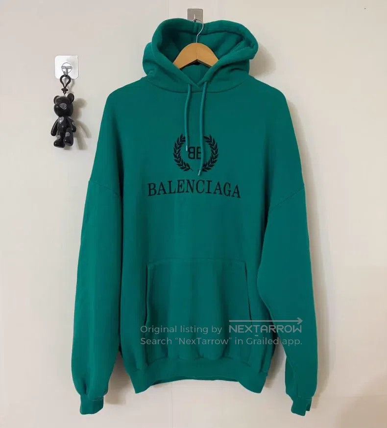 Balenciaga Balenciaga Lake Green Wheat Pattern Hoodie Size US XS / EU 42 / 0 - 1 Thumbnail