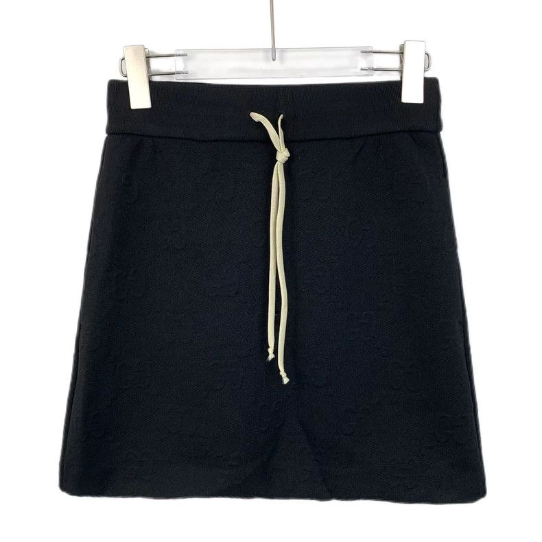 Gucci Black Logo Jacquard Drawstring Skirt Size US 26 / EU 42 - 1 Thumbnail