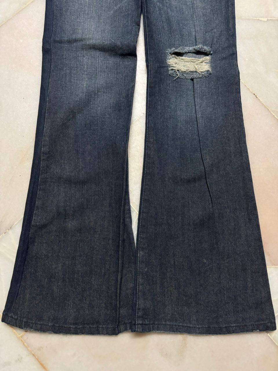 Tornado Mart VINTAGE 2000s REUNION REWASH DISTRESSED RIPPED BELL BOTTOM Size US 27 - 4 Thumbnail