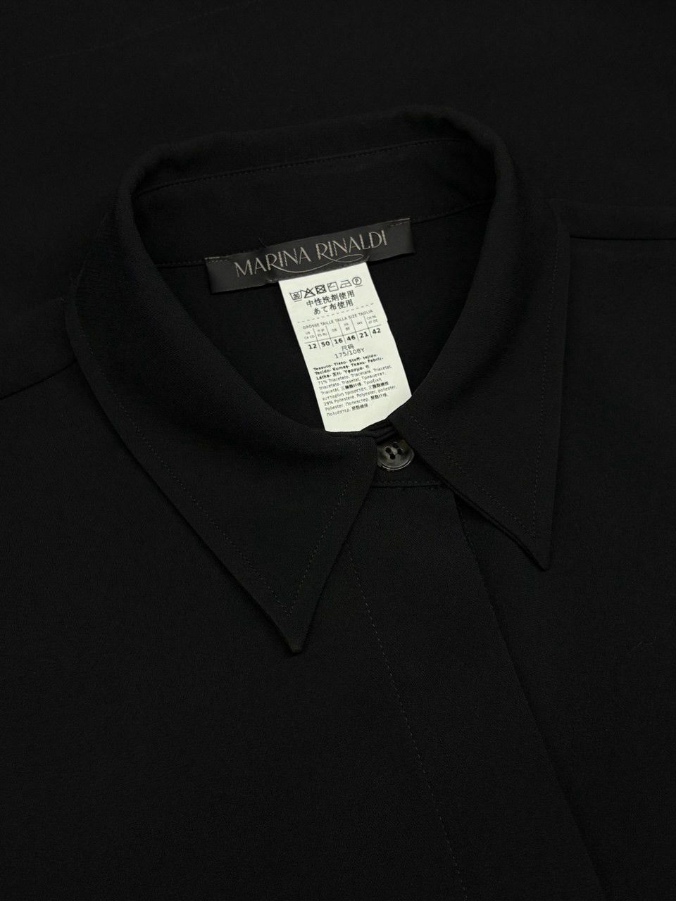 Marina Rinaldi Marina Rinaldi Triacetate Cady Tunic Shirt Black 350$ RRP Size XL / US 12-14 / IT 48-50 - 16 Thumbnail