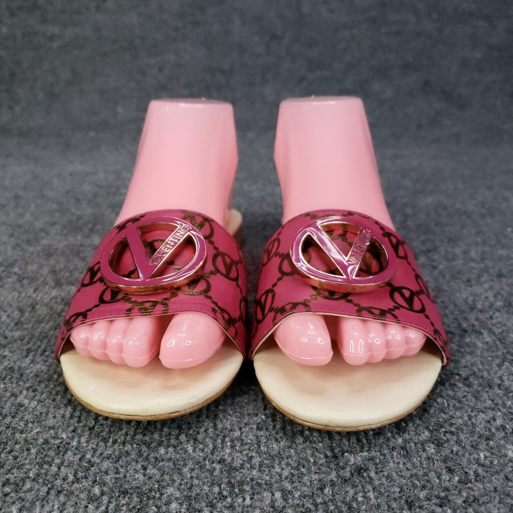 Valentino Valentino Sandals Womens Size 7 Pink Slip-On Casual Flat Leather Logo Emblem Size US 7 / IT 37 - 2 Thumbnail