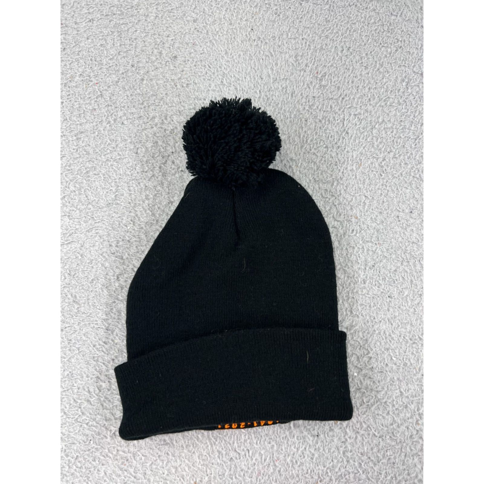 Vintage VINTAGE Beanie Hat Adult One Size BlackKnit 100% Acrylic Bethpage Ski Snow Winter Gray Pattern Striped Mens Beanie Size ONE SIZE - 3 Thumbnail