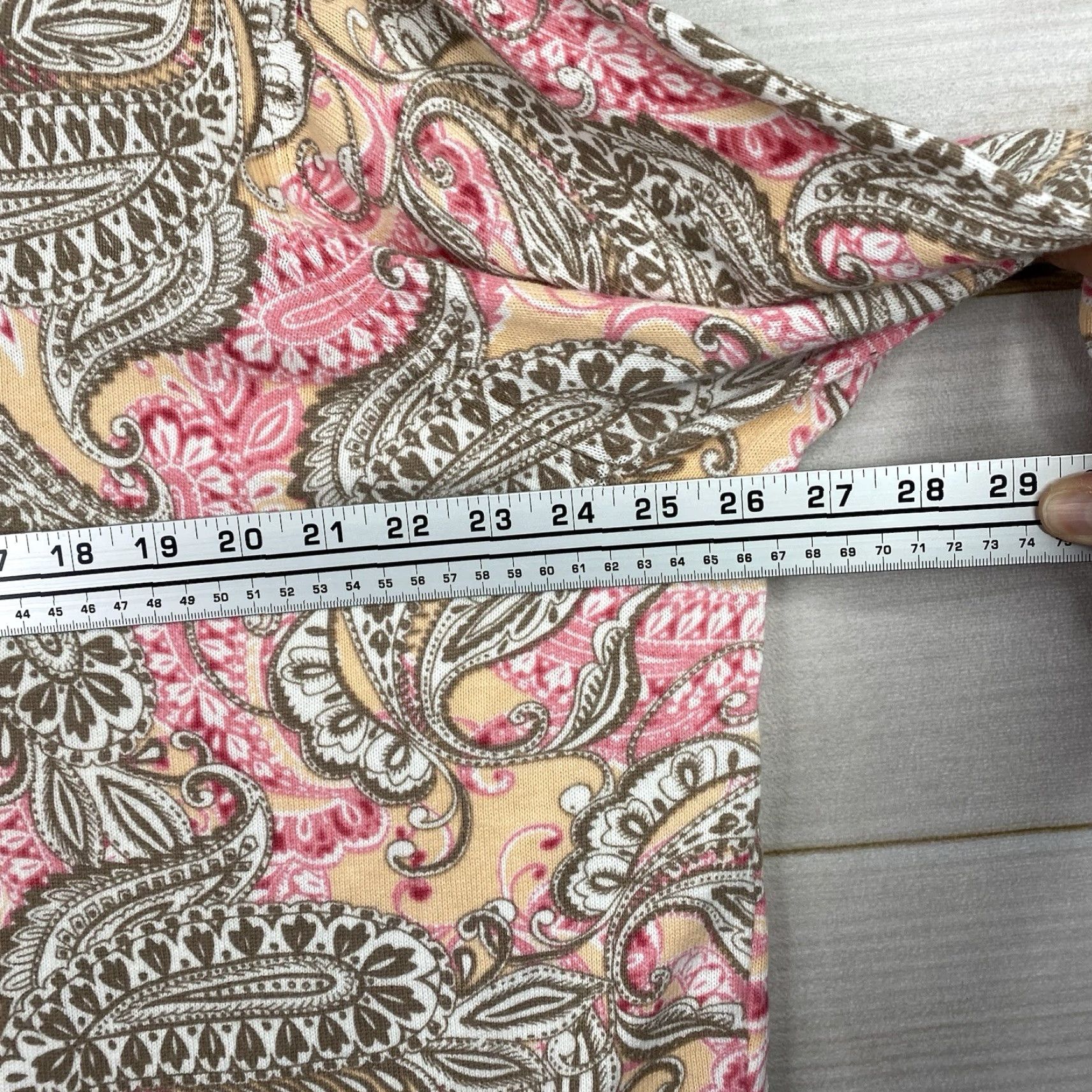 Croft & Barrow Croft & Barrow Cardigan Sweater Womens 2X Peach Pink Floral Paisley Whimsigoth - Multicolor Knit Crew Neck Long Sleeve All Seasons Lightweight Size XXL / US 16-18 / IT 52-54 - 3 Thumbnail