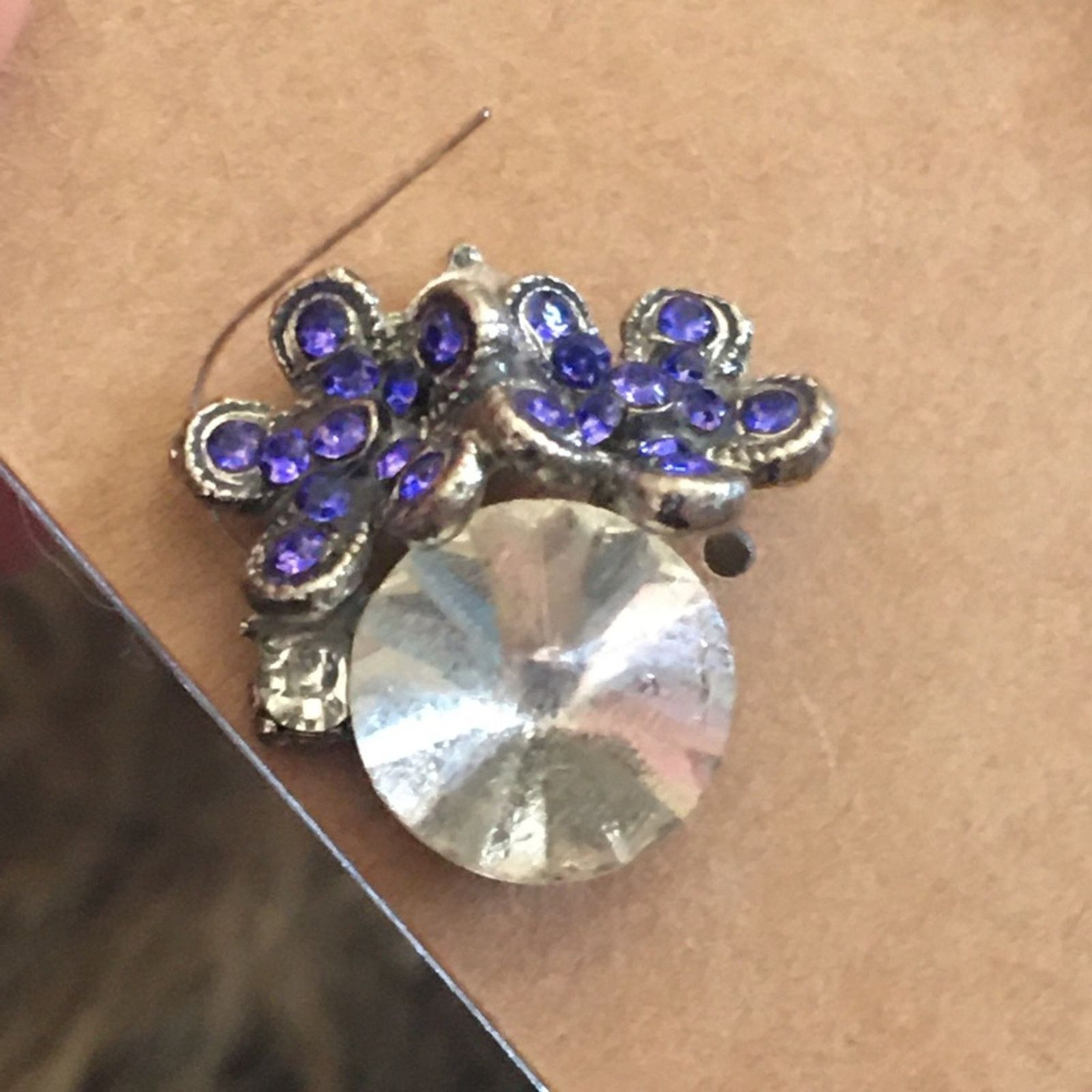 Vintage Vintage rivoli cut stone purple flower earrings Size ONE SIZE - 5 Thumbnail