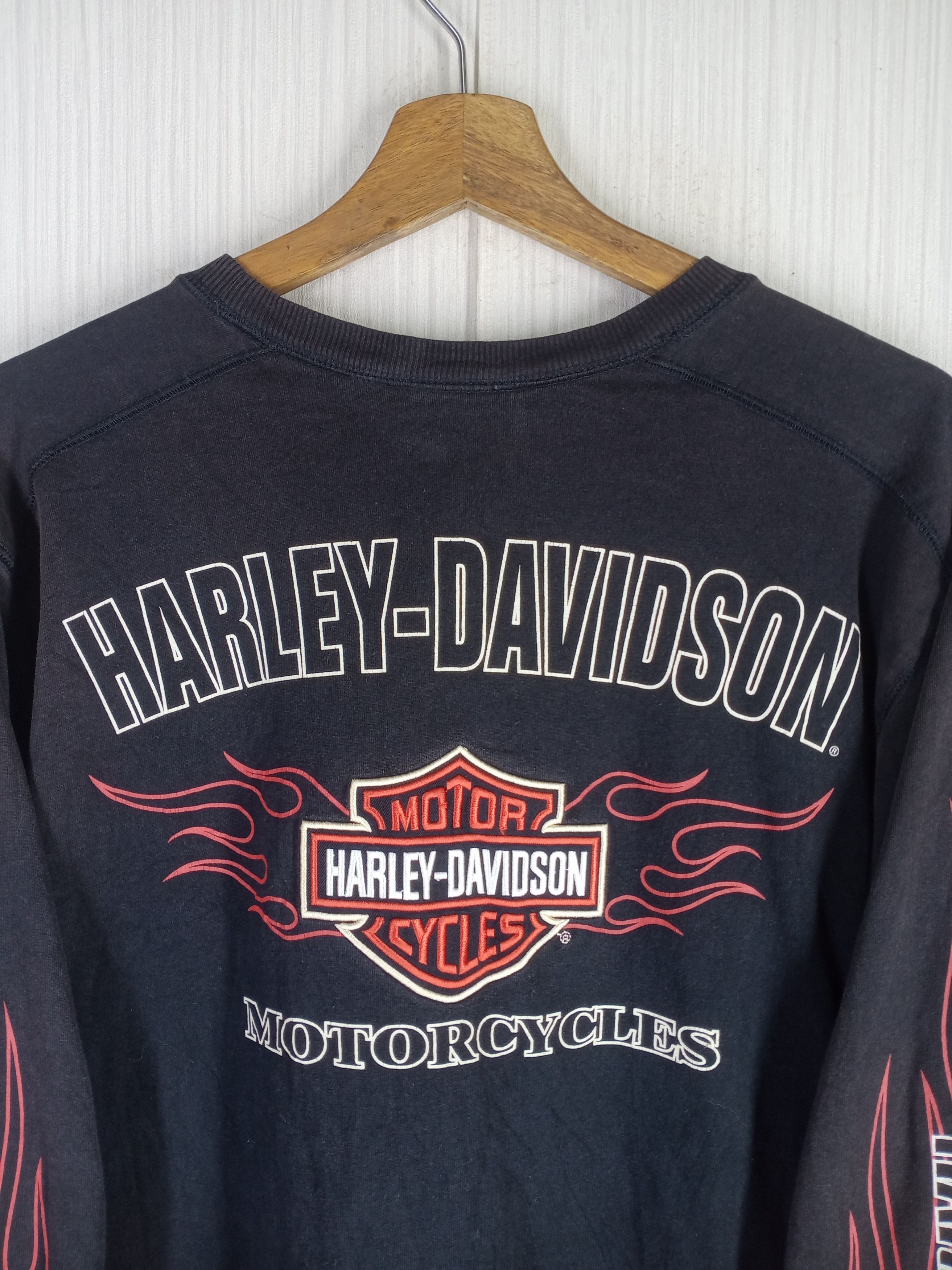 Harley Davidson Rare Vintage Flame Harley Davidson Long Sleeve Tshirt Size US M / EU 48-50 / 2 - 2 Thumbnail