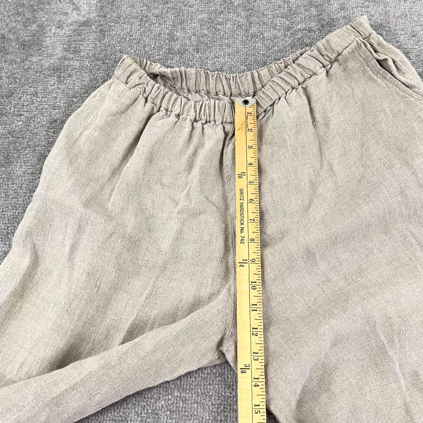 FLAX FLAX Linen Pants Women Medium 29" Brown Casual High Rise Elastic Waist Pockets 90s Bohemian Size 32" / US 10 / IT 46 - 5 Thumbnail