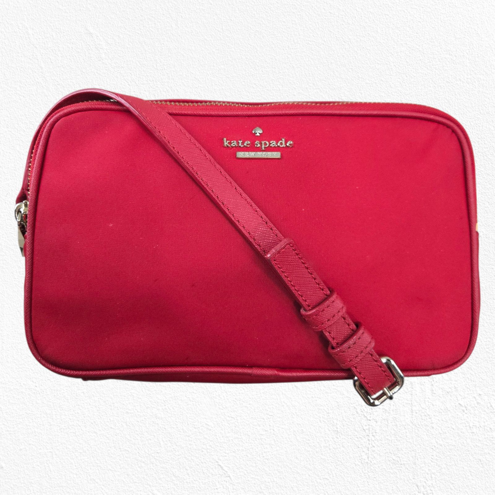 Kate Spade Red Nylon Crossbody Bag Purse Adjustable Strap Size ONE SIZE - 23 Thumbnail