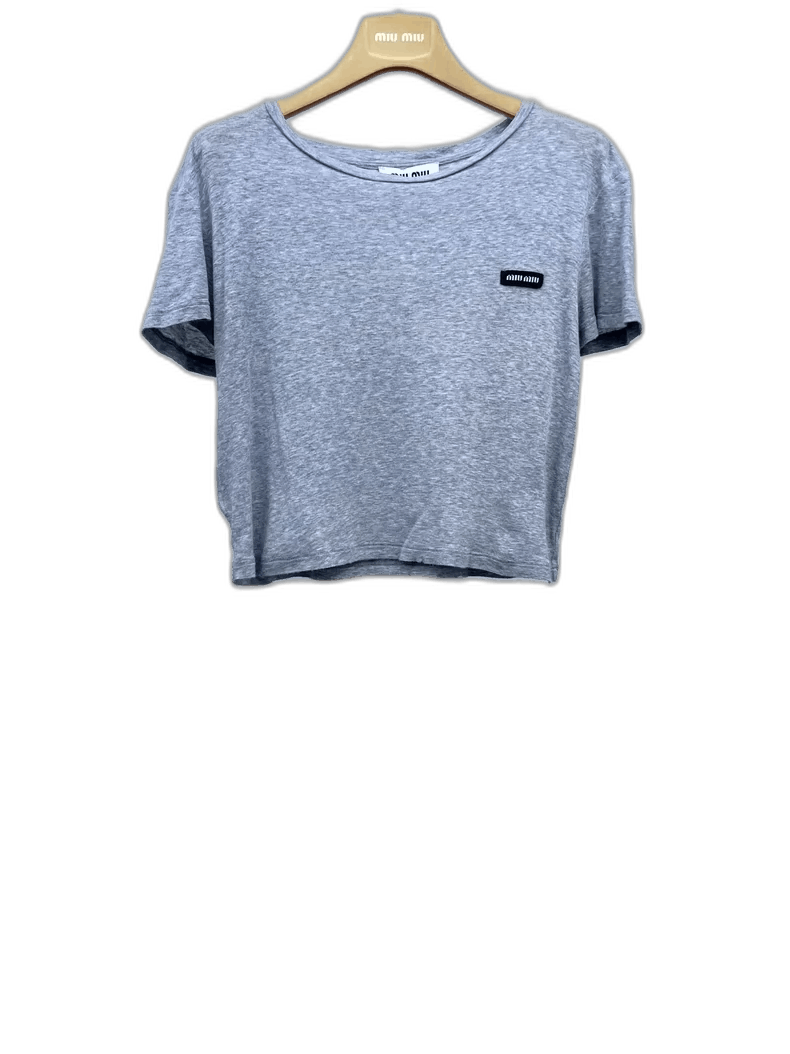 Miu Miu Miu Miu Gray Short Sleeve T-Shirt-yf Size US XS / EU 42 / 0 - 1 Thumbnail