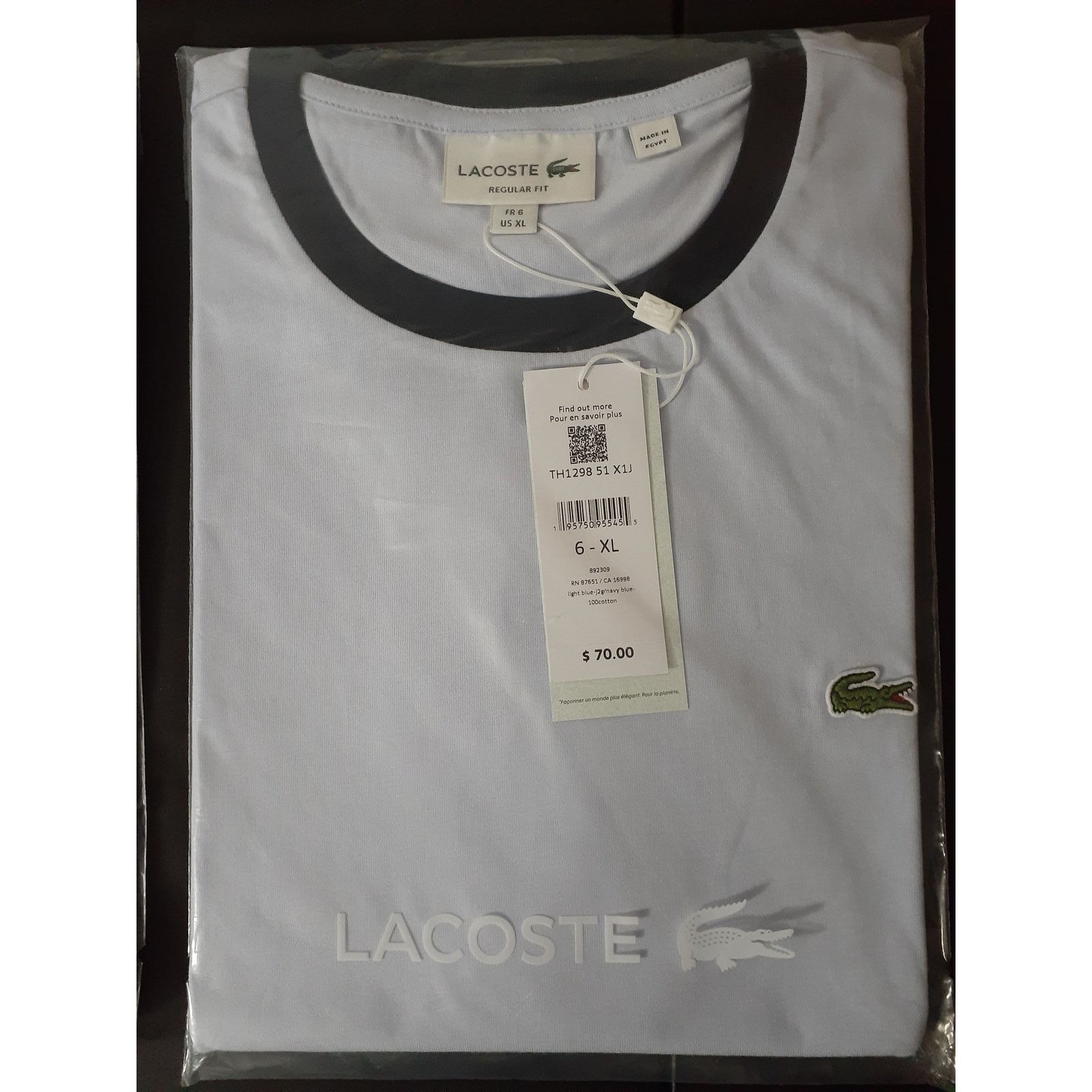 Lacoste Lacoste Men's Regular Fit Short Sleeve Crew Neck Tshirt XL Size US XL / EU 56 / 4 - 2 Thumbnail