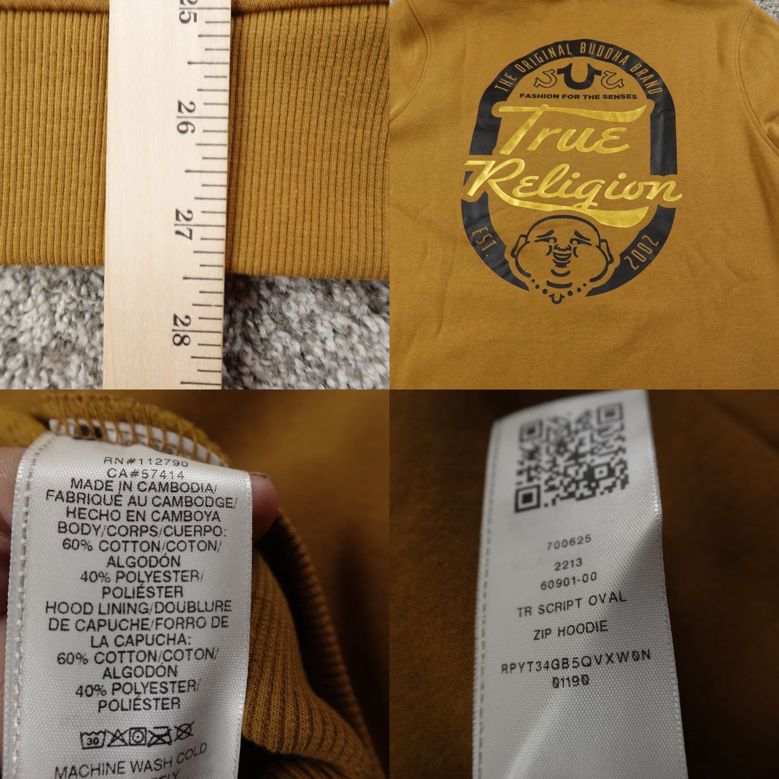 True Religion TRUE RELIGION Hoodie Mens L Brown Buddha Full Zip Graphic Print Hooded Pockets Zipper Logo Jacket Sweater Size US L / EU 52-54 / 3 - 8 Thumbnail