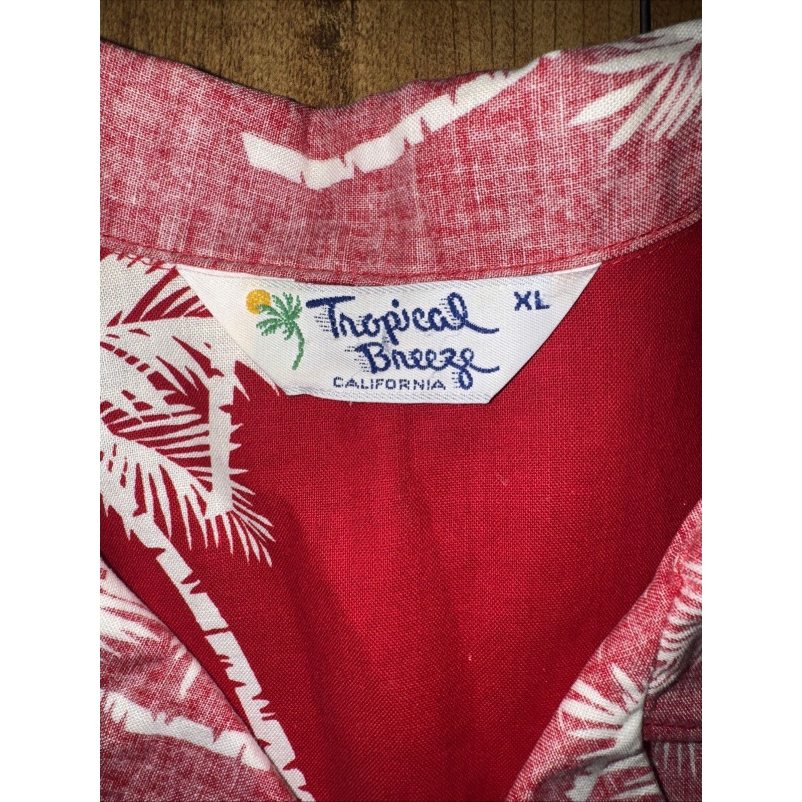 ALOHAS × Vintage Vintage 70s Aloha Shirt Red Palm Tree Print Single Stitch Size US L / EU 52-54 / 3 - 4 Thumbnail