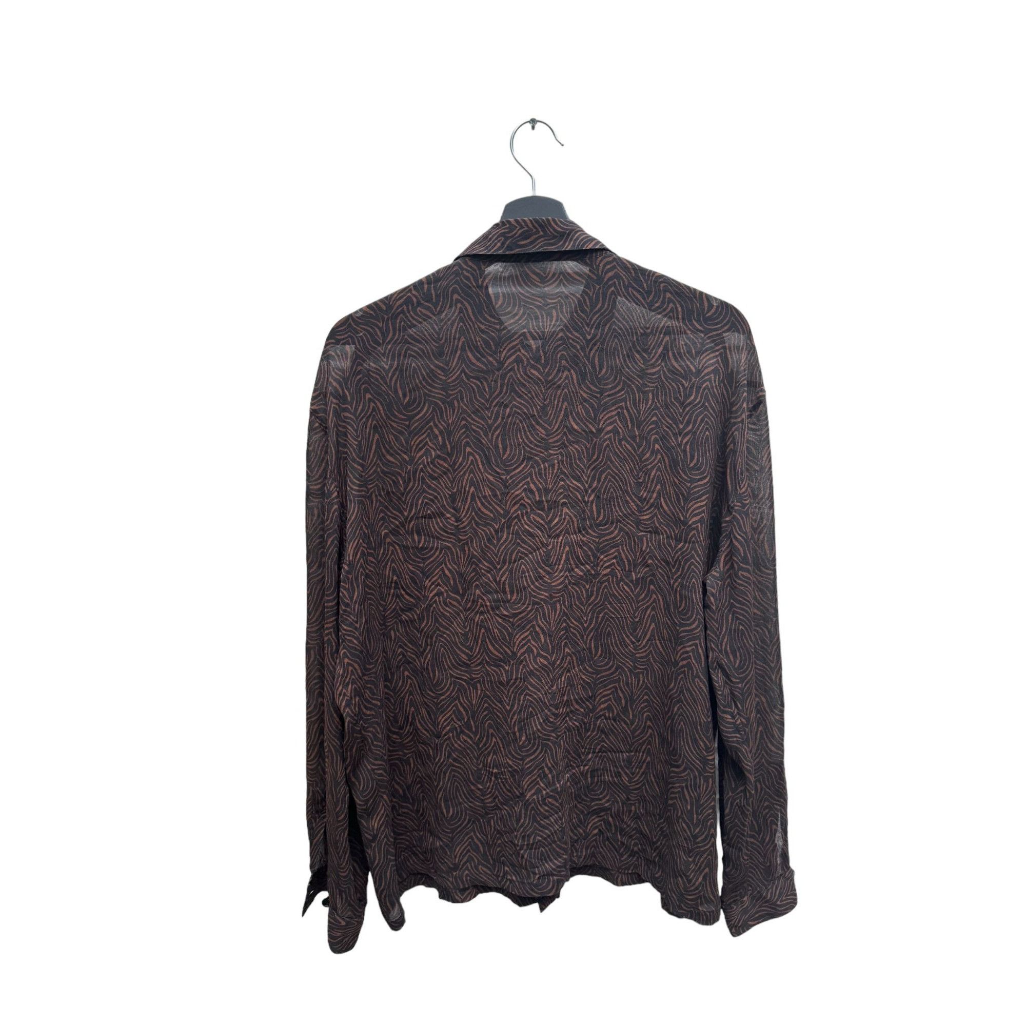 Versace Brown Silk Printed Leopard Shirt Size M / US 6-8 / IT 42-44 - 4 Thumbnail