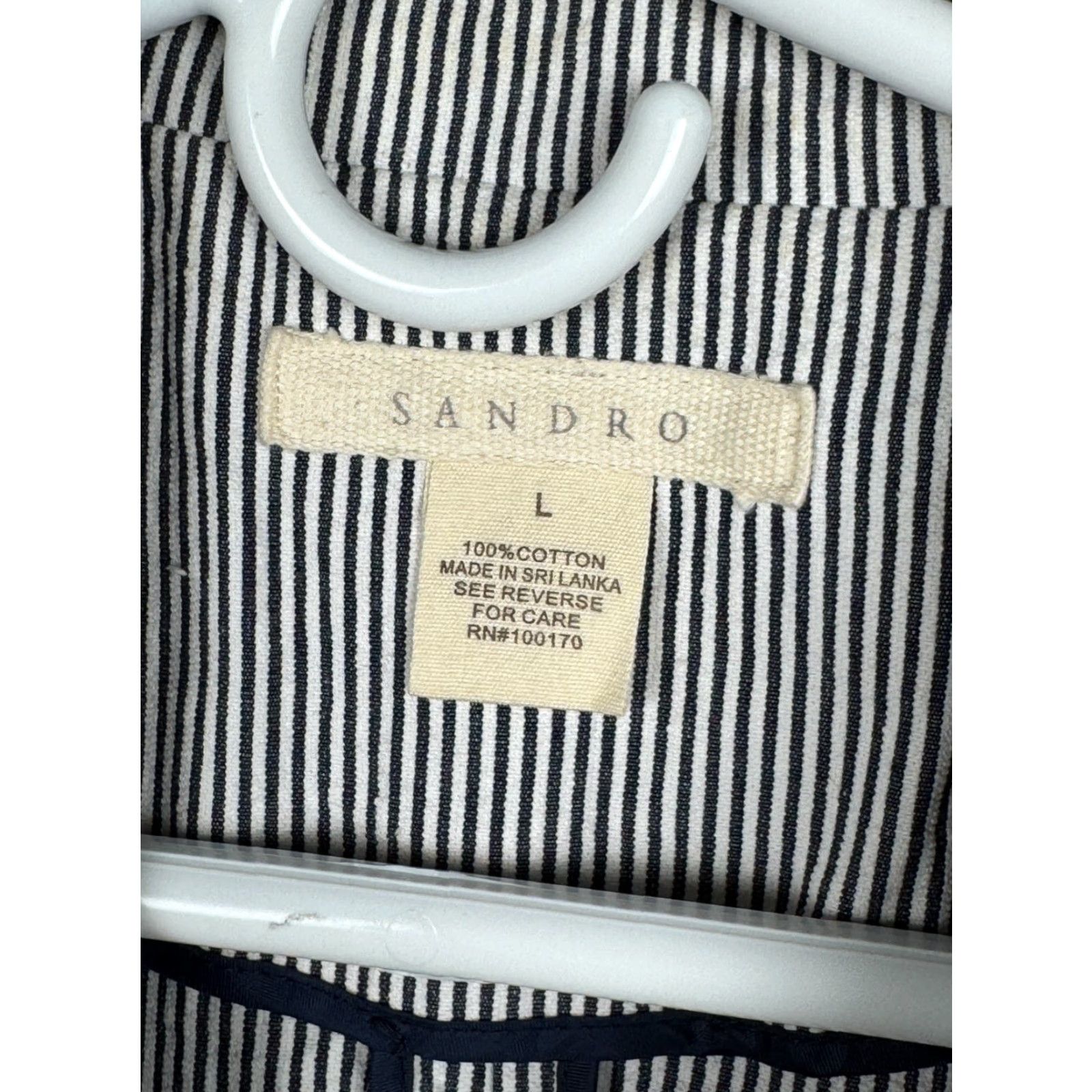 Sandro Sandro Blazer Jacket Women's Large Pinstripe 2-Button 100% Cotton Multicolor Short Sleeve Long Sleeve City Preppy Teacher Women Mens** Size L / US 10 / IT 46 - 7 Thumbnail