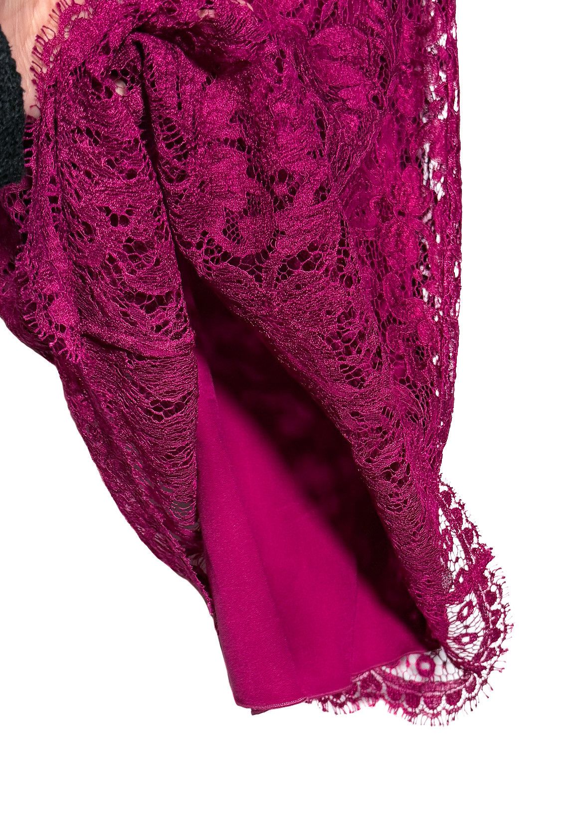 Dolce & Gabbana Dolce & Gabbana Magenta Lace Sleeveless Mini Dress Size L / US 10 / IT 46 - 6 Thumbnail