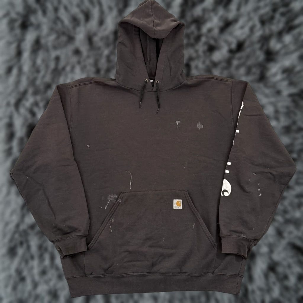Carhartt Carhartt Sweatshirt Mens 2XL Hoodie Loose Original Fit Heavy Fleece Workwear Brown Cotton Logo Embroidered Pullover Hooded Fall Winter 2XL Mens Size US XXL / EU 58 / 5 - 1 Thumbnail