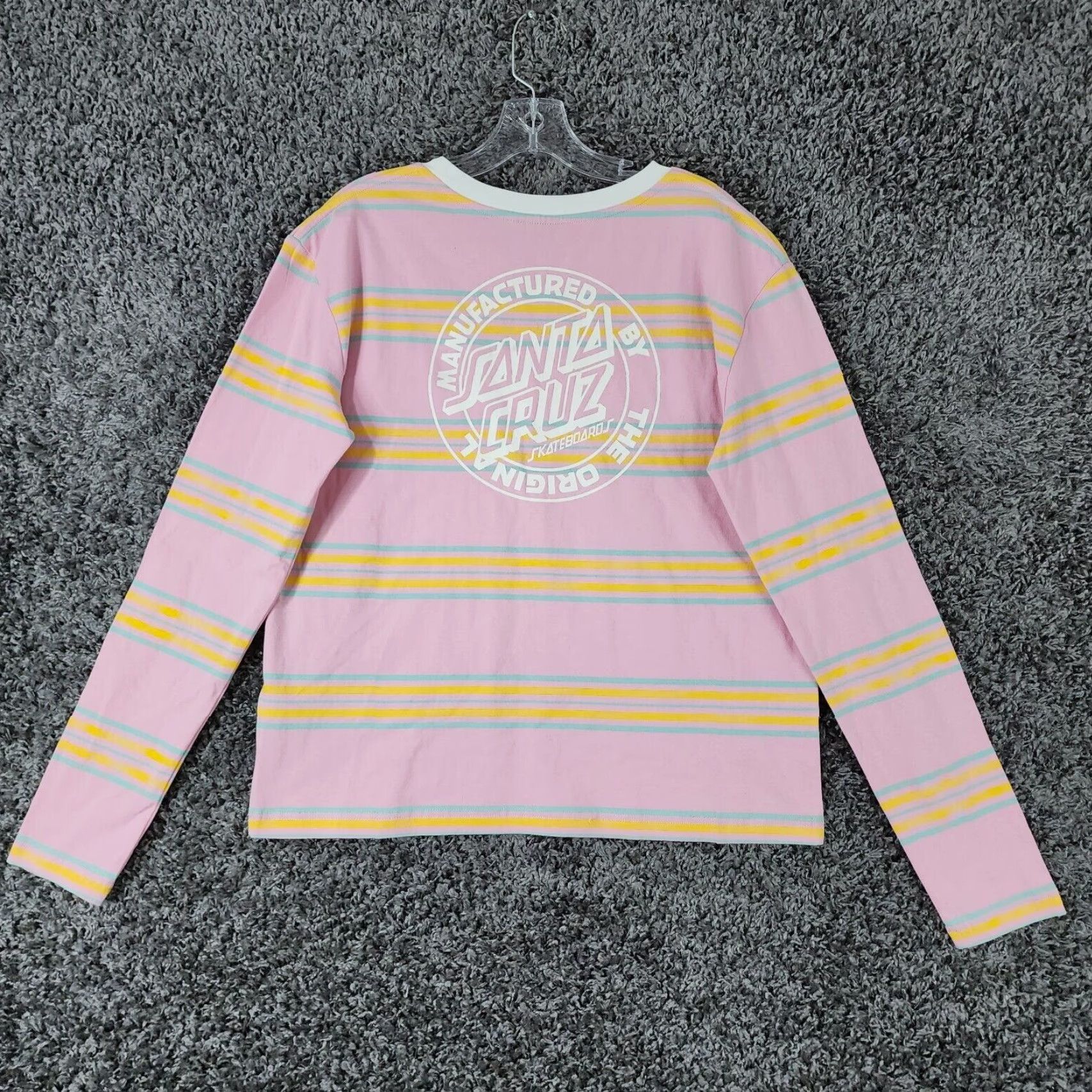 Vintage Santa Cruz Pink Striped Long Sleeve Graphic Mens T-Shirt Size M Size US M / EU 48-50 / 2 - 5 Thumbnail