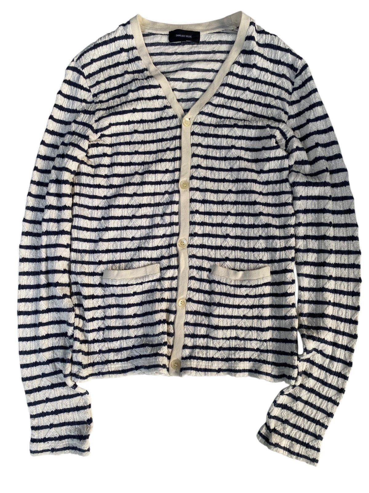 Japanese Brand × Ships Jet Blue Vtg Ship Jet Blue Knitwear Cardigan Mesh Size M / US 6-8 / IT 42-44 - 1 Thumbnail