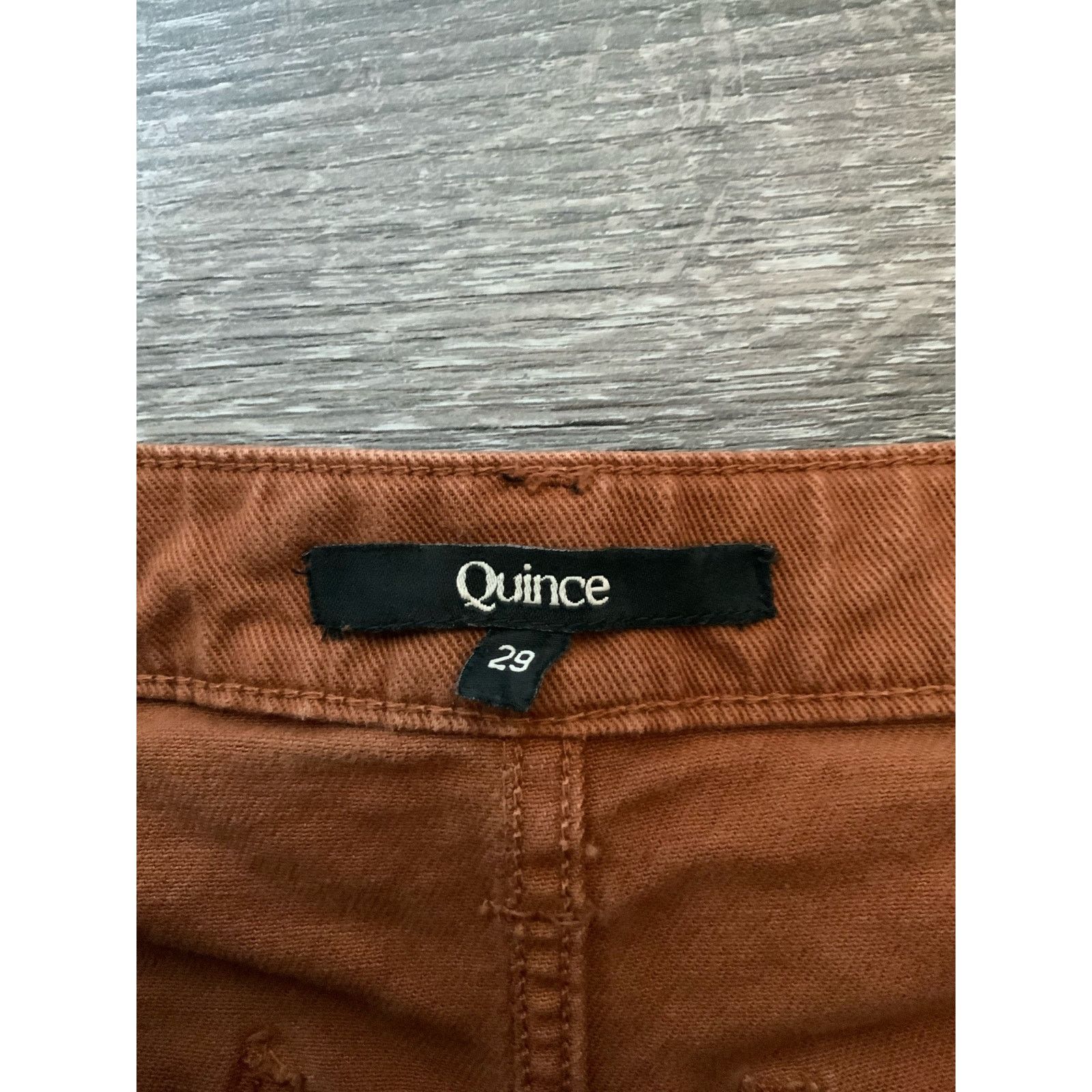Quince Quince Denim Stretch Tapared and Wide Leg Brown Jeans 29" Size 29" - 3 Thumbnail