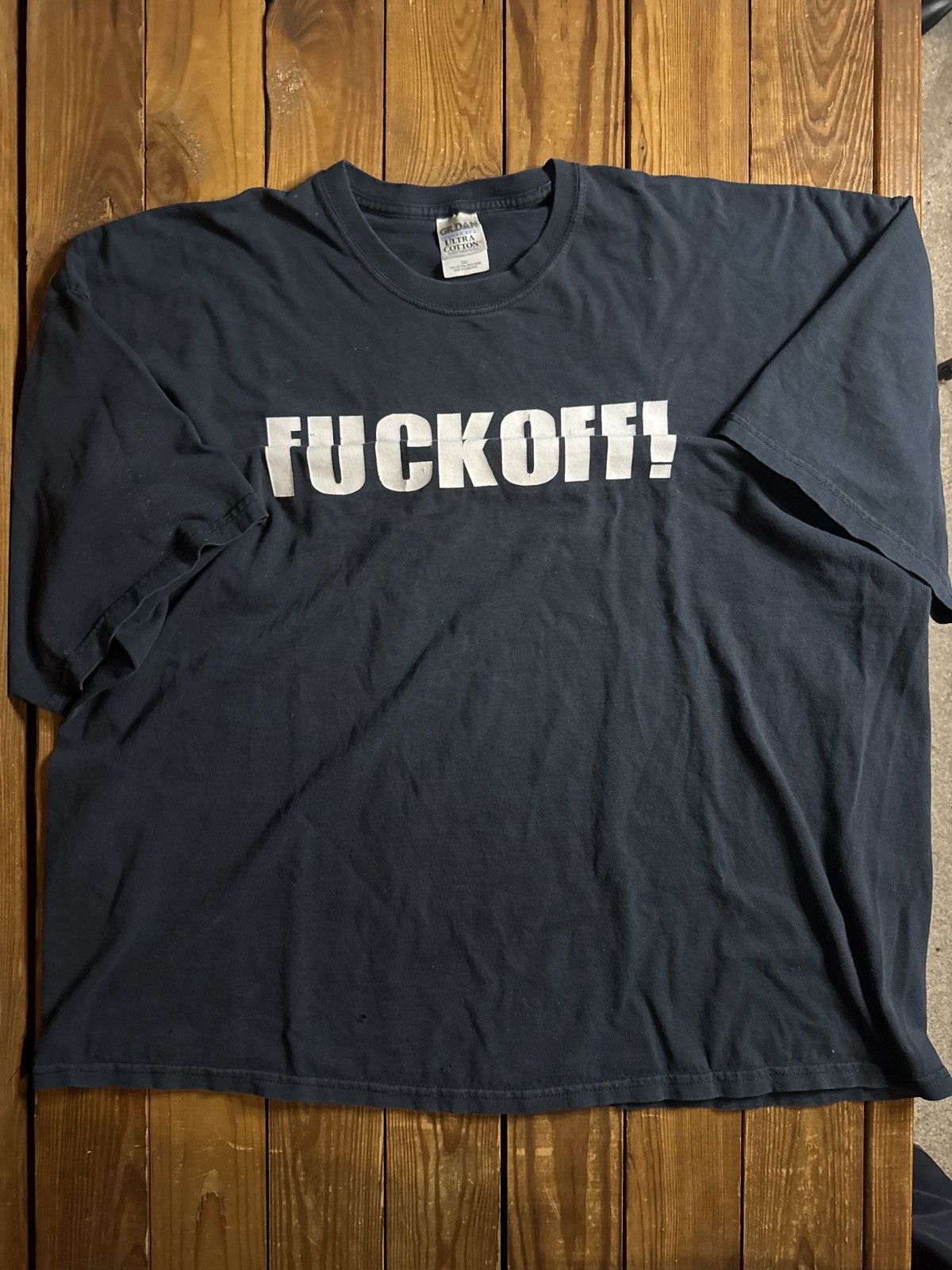 Vintage Vintage Y2K Fuck Off Folded Black Biker Tee Shirt Size US XXL / EU 58 / 5 - 1 Thumbnail