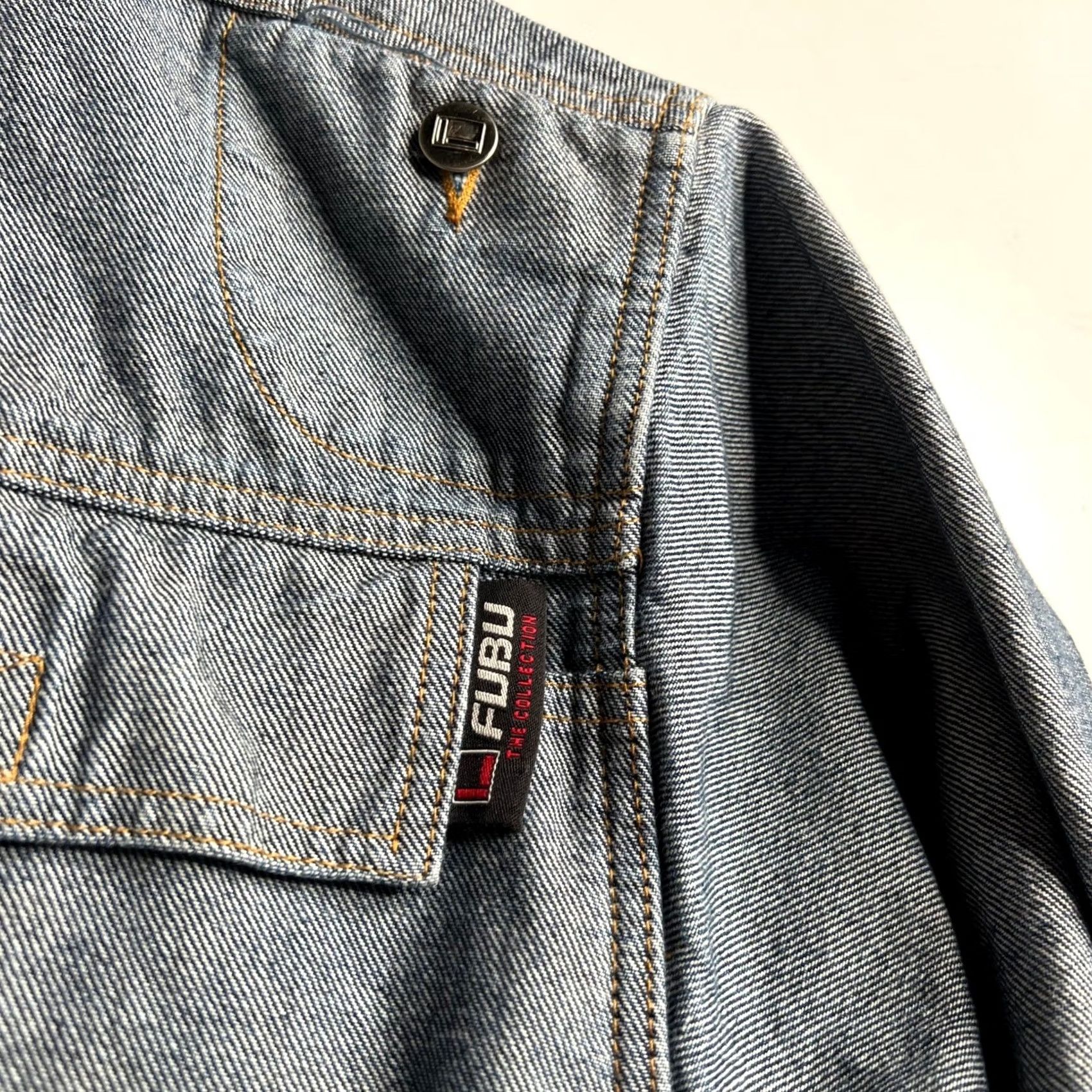 Fubu VINTAGE FUBU Denim Jacket The Collection 3XL Blue 90s Streetwear Oversized Button-Front Casual Mens Size US XXL / EU 58 / 5 - 5 Thumbnail