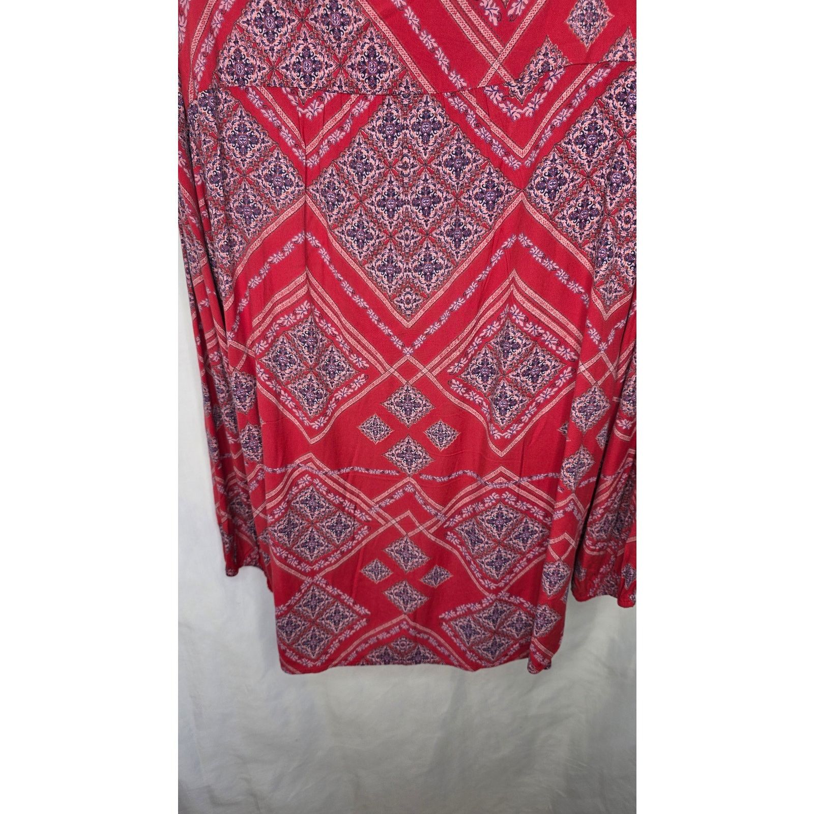 Other Vintage America Boho Peasant Blouse Red Embroidered Lace Size XL / US 12-14 / IT 48-50 - 4 Thumbnail