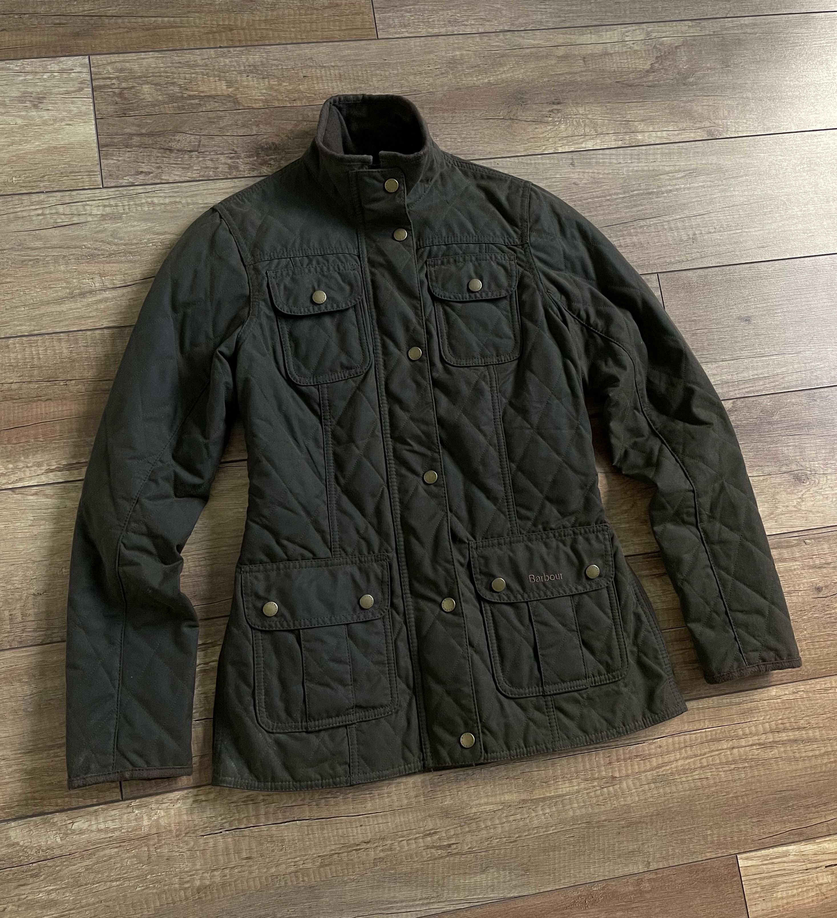 Barbour Womens Quilted Utility Waxed Olive Jacket Coat
