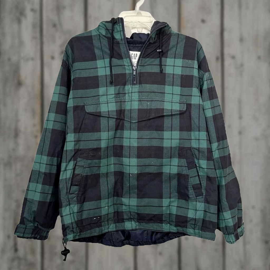 Gap VINTAGE Gap Anorak Jacket Pullover Plaid Green Size S Mens Small Y2K 2000s Puffer Cotton Size US S / EU 44-46 / 1 - 1 Thumbnail