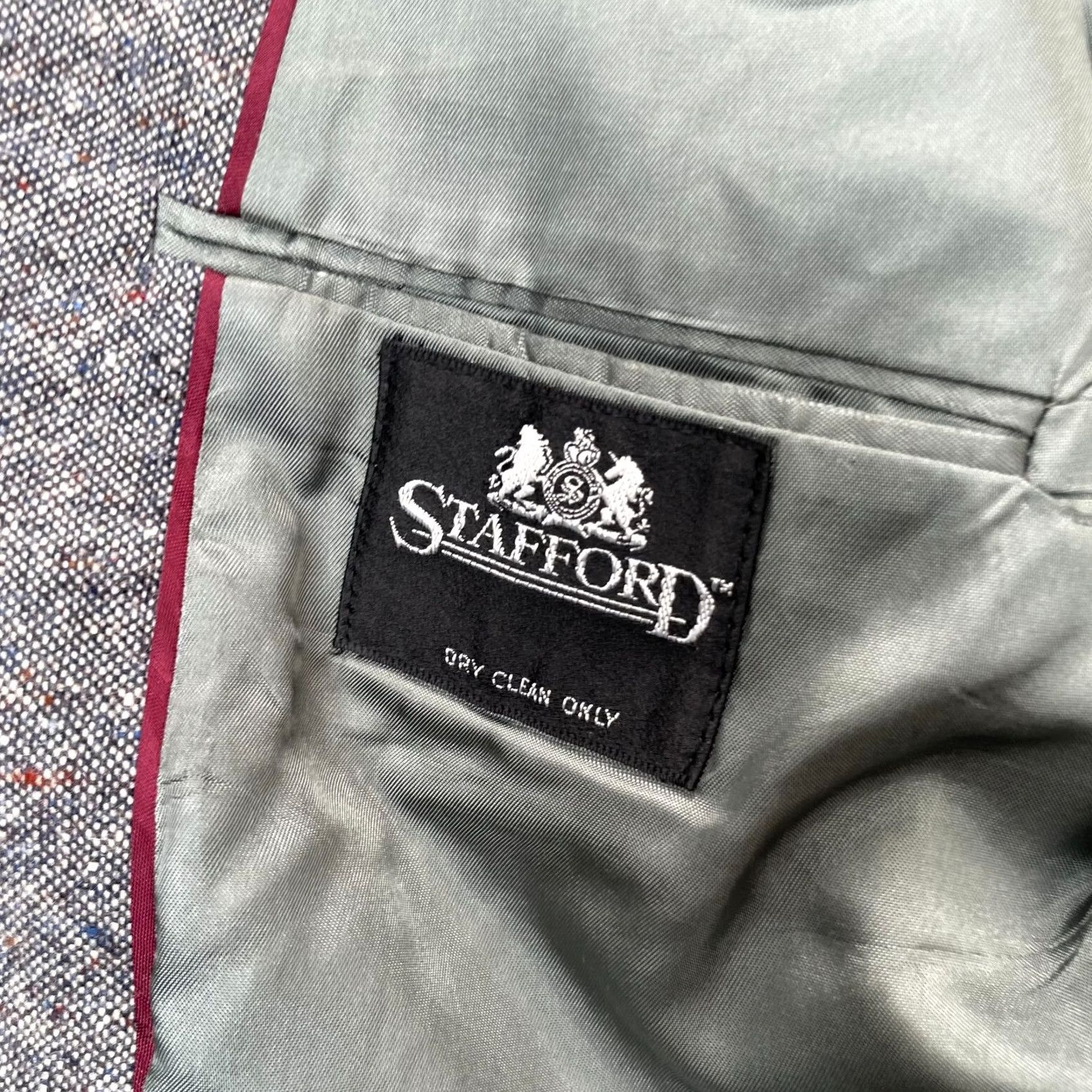 Stafford Stafford Mens Gray Blazer Coat Wool Blend Notch Single-Breasted 44in Chest M Size Regular Front Two-Button Size 40R - 6 Thumbnail