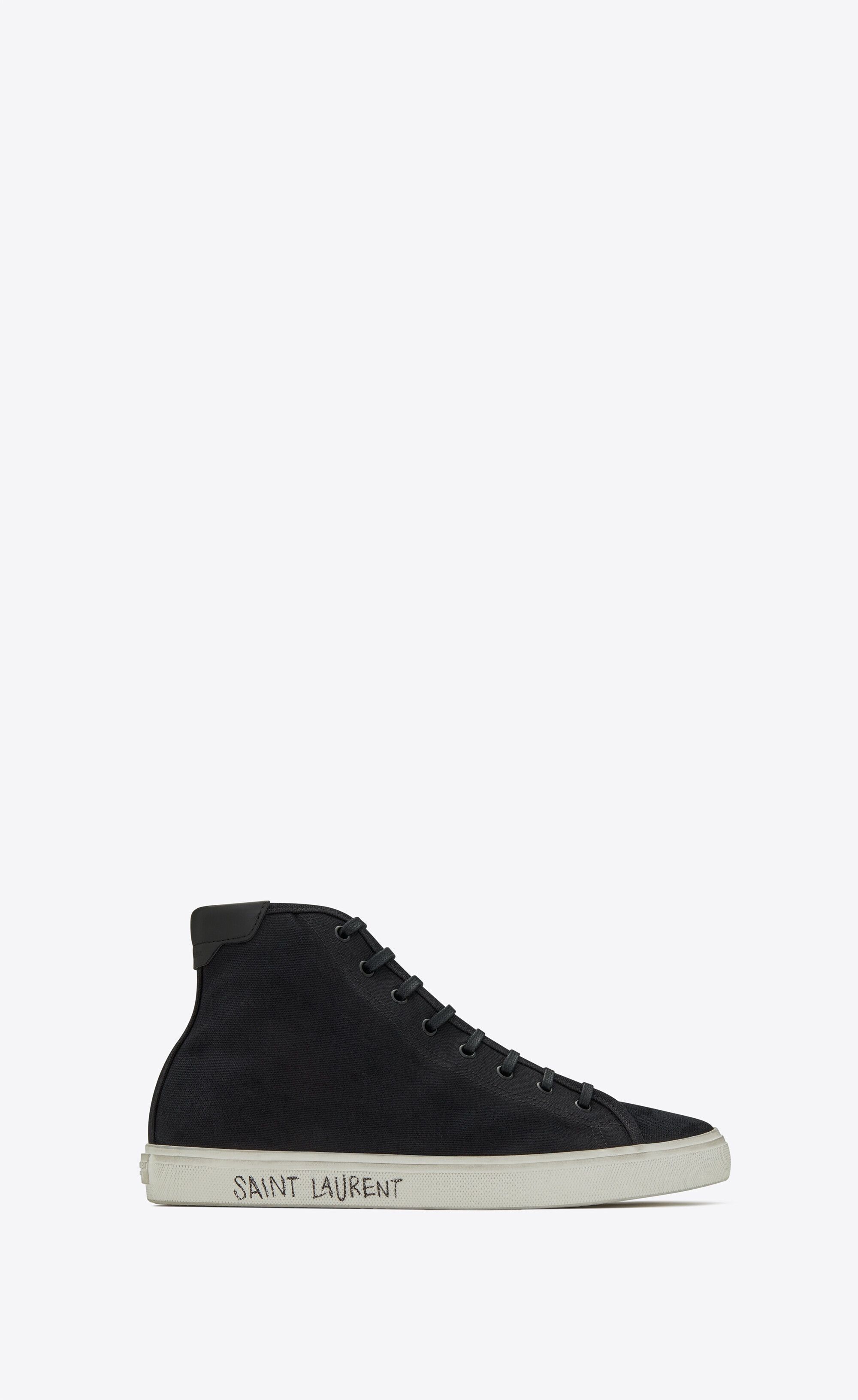 Saint Laurent Paris o1la1rc1a1225 606075 Malibu Mid Top Sneakers Canvas Leather Size US 8 / EU 41 - 1 Thumbnail