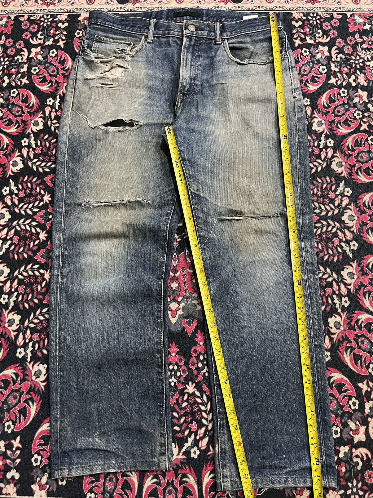 Undercover × Uniqlo Vintage Uniqlo Blue Faded Washed Trashed Straight Leg Jeans Size US 32 / EU 48 - 10 Thumbnail
