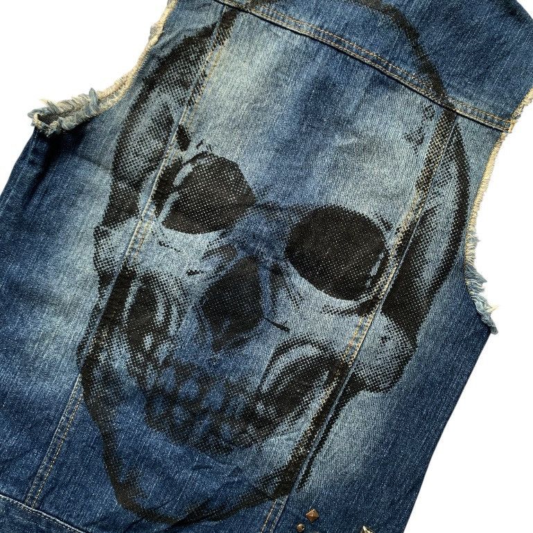 Japanese Brand Glad news japan skull y2k punk grunge denim vest Size US S / EU 44-46 / 1 - 2 Thumbnail