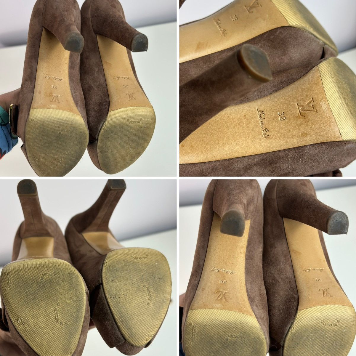 Louis Vuitton Louis Vuitton Brown Suede Catania Peep Toe Platform Pumps Size US 8 / IT 38 - 23 Thumbnail