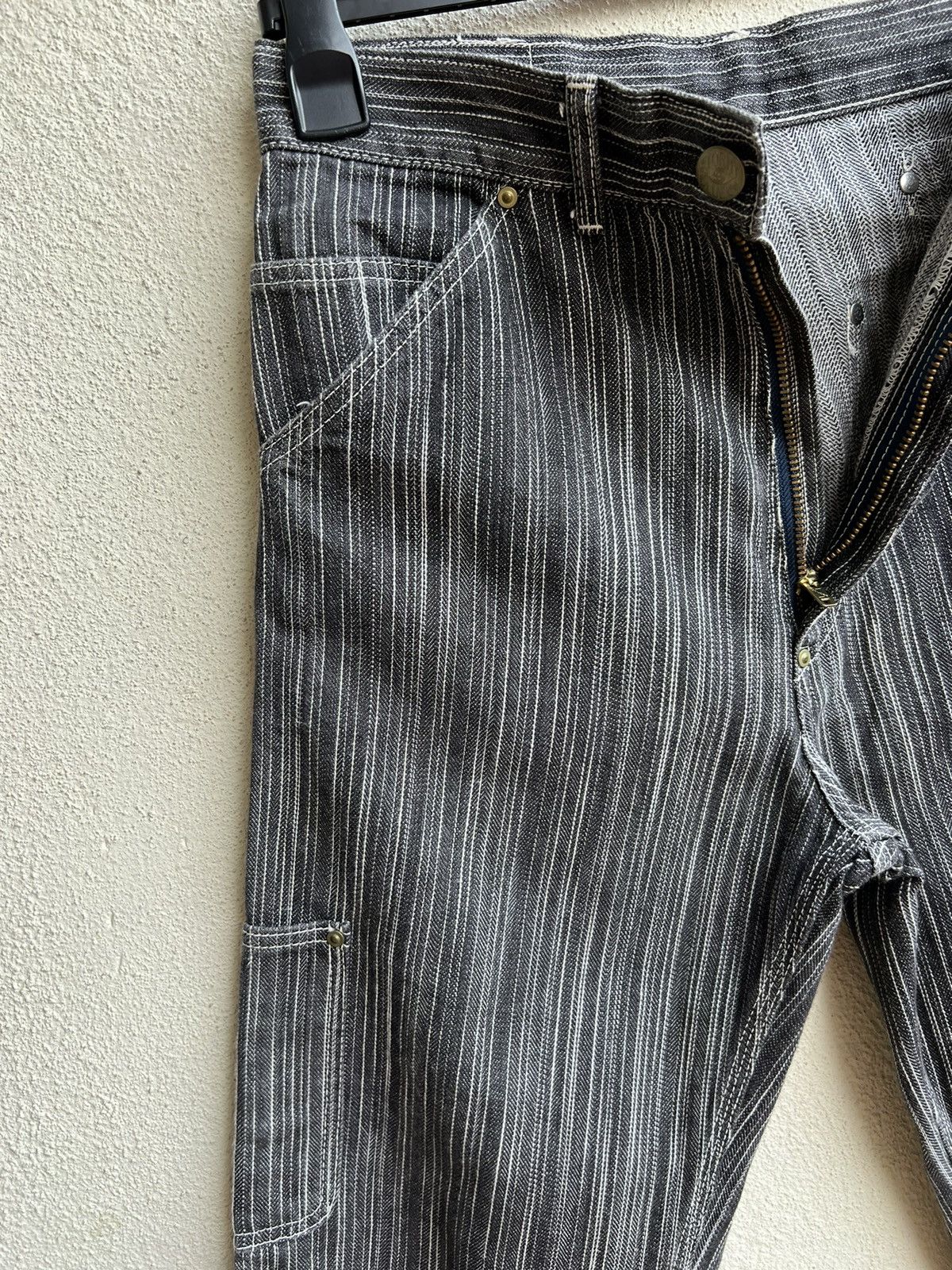 Pherrow's STORMY BLUE Japan Buckle Back Striped Carpenter Denim Jeans Size US 30 / EU 46 - 8 Thumbnail