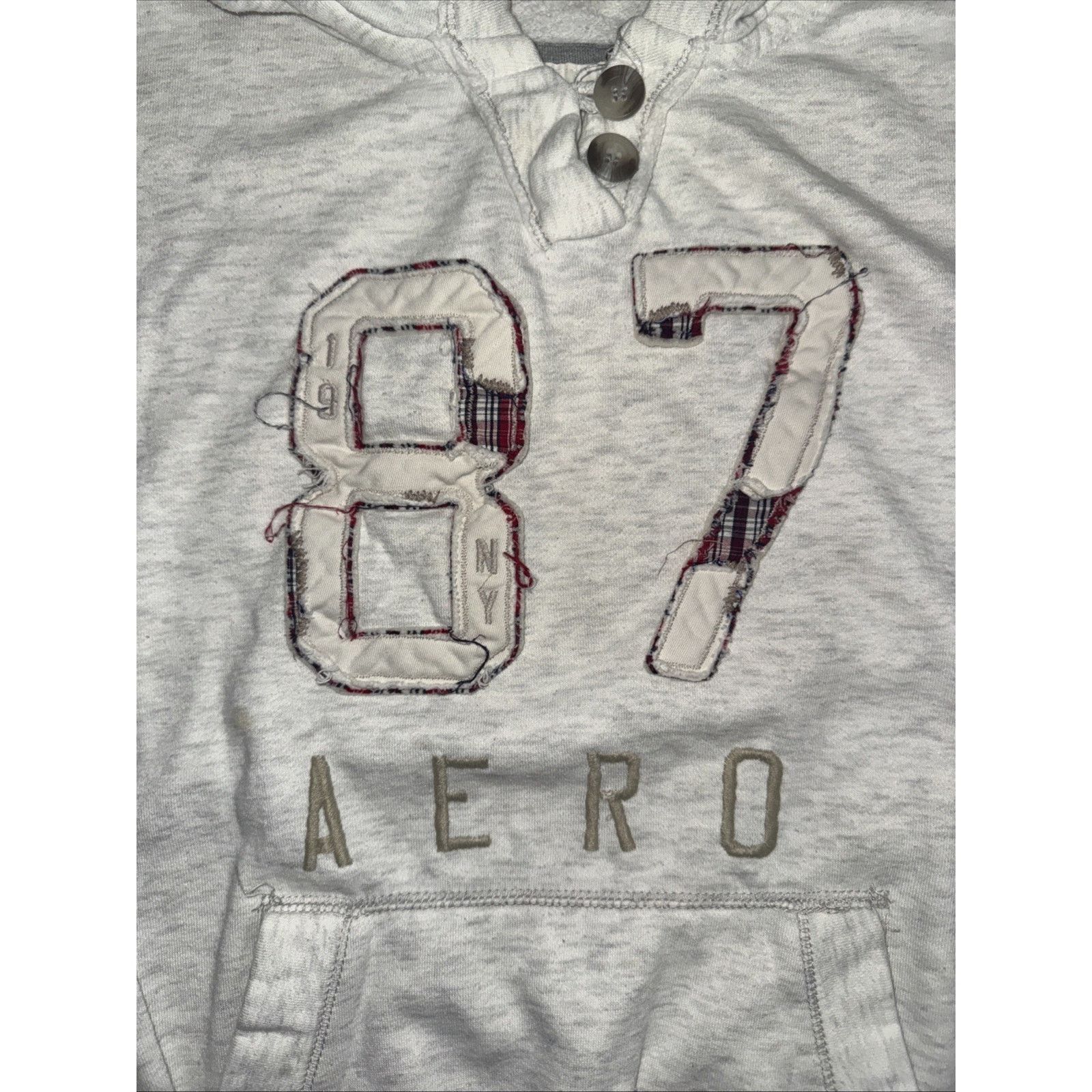 & Other Stories × Aeropostale Aeropostale Hoodie Sweatshirt Gray 87 Logo Pullover L 18x22 Size L / US 10 / IT 46 - 2 Thumbnail