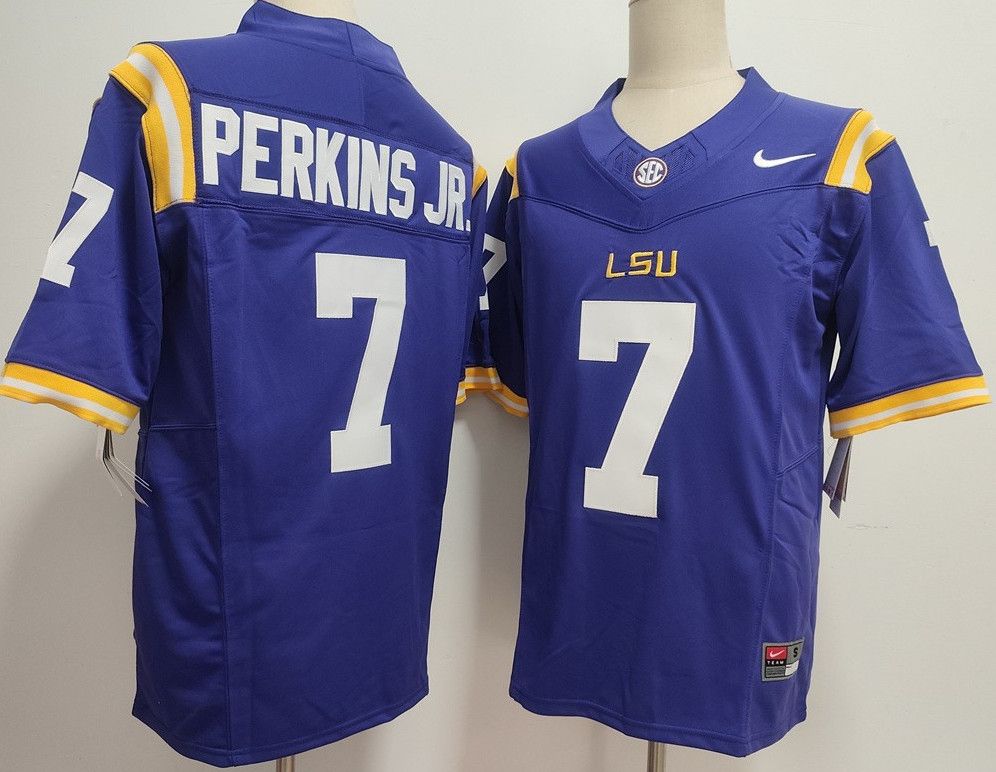 Other Men's NCAA LSU Tigers 7 Perkins Jr Purple Jersey Size US M / EU 48-50 / 2 - 1 Thumbnail
