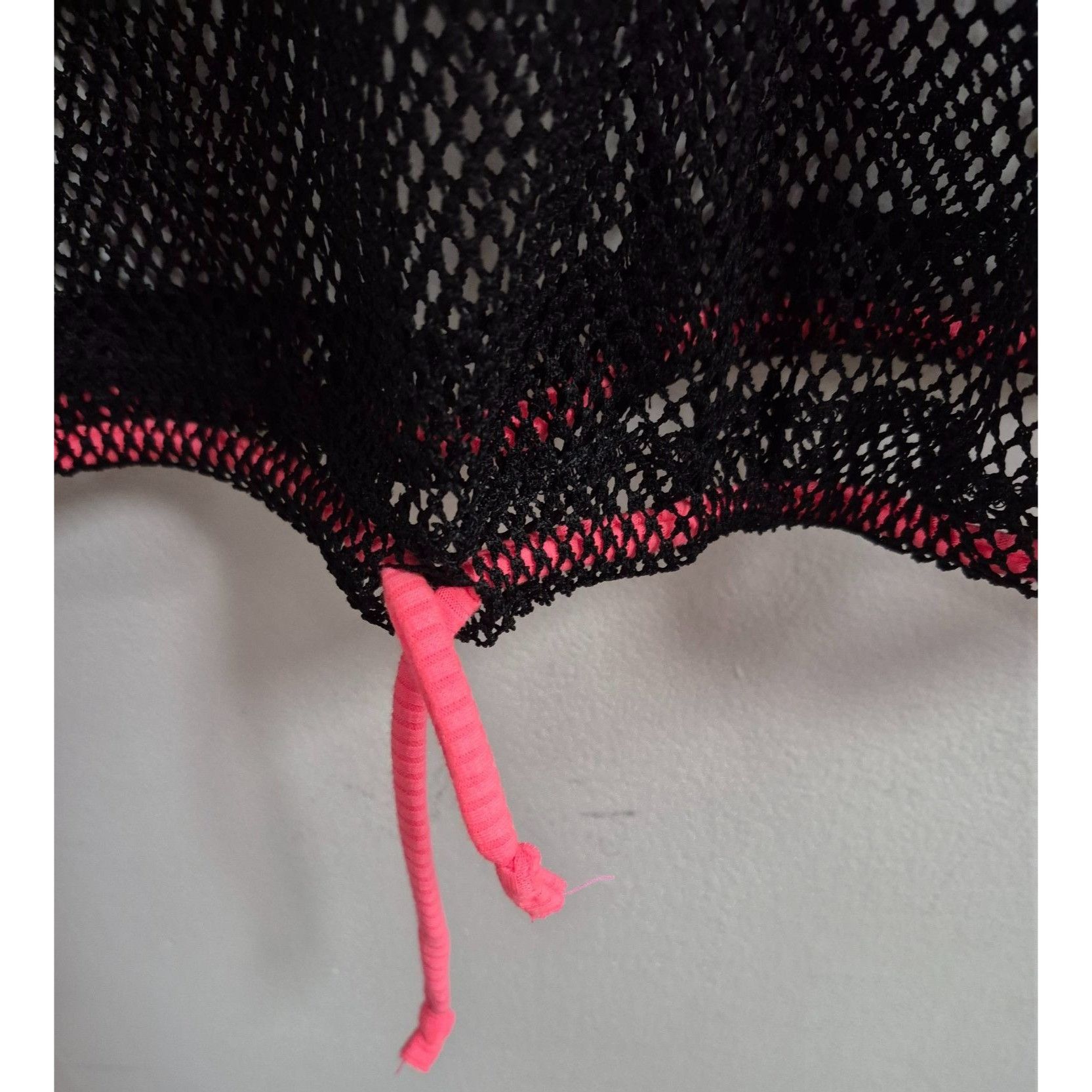 Other Black Mesh Oversized Top With Pink Trim & Drawstring Hem By Size XL / US 12-14 / IT 48-50 - 2 Thumbnail