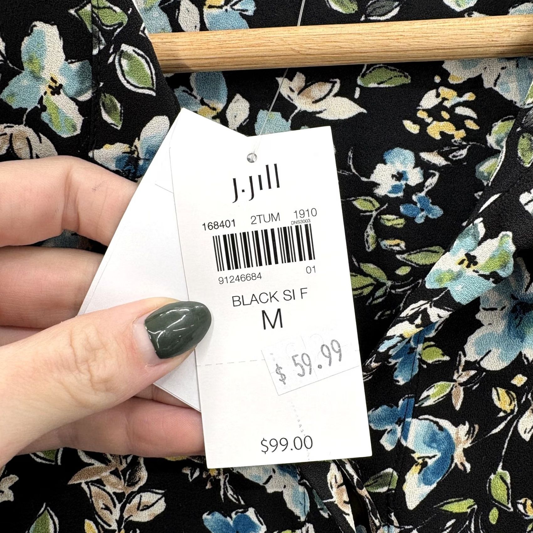 J. Jill J. Jill Tunic Top Womens Medium Black Floral Button Front Long Sleeve Shirt NWT Size M / US 6-8 / IT 42-44 - 5 Thumbnail