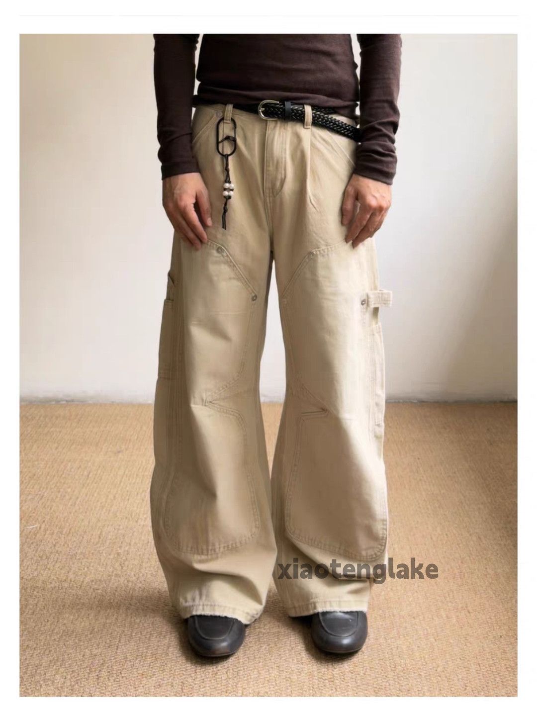 Custom Vintage washed wide Leg work cargo jeans