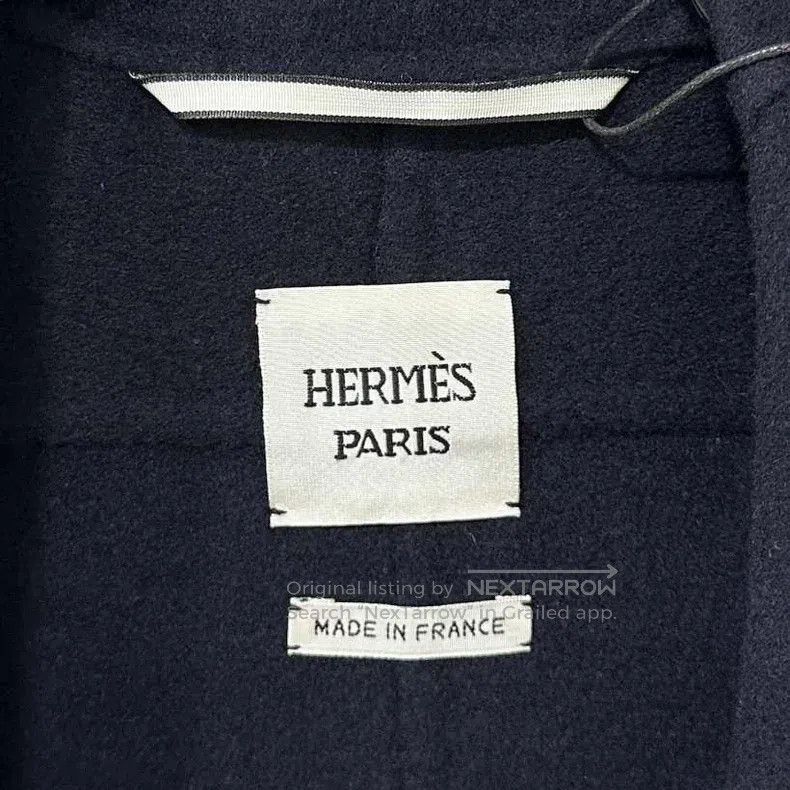 Hermes Hermes Navy blue leather buttoned cape-style cashmere coat Size XXS / US 00 / IT 34 - 4 Thumbnail
